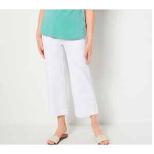 Isaac Mizrahi Live White Stretch Pull on Pants Plus Size 18W PetiteStraight Leg
